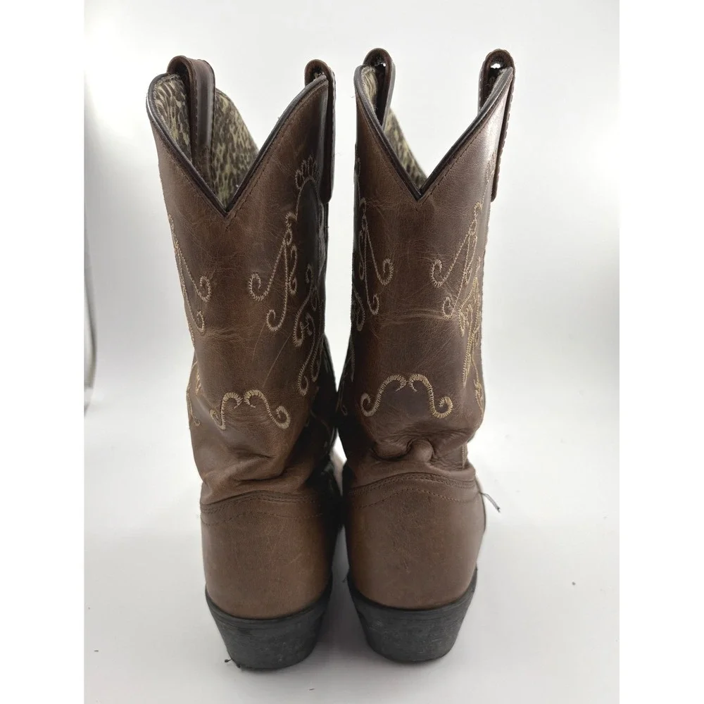 Smoky Mountain Youth Jolene Cowgirl Boots 4Y Brown Leather Snip Toe Embroidered